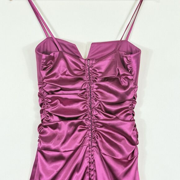 B. Smart Womens 5 6 Y2K Bright‎ Pink Satin Sleeveless Cocktail Ruched Mini Dress - Picture 6 of 7